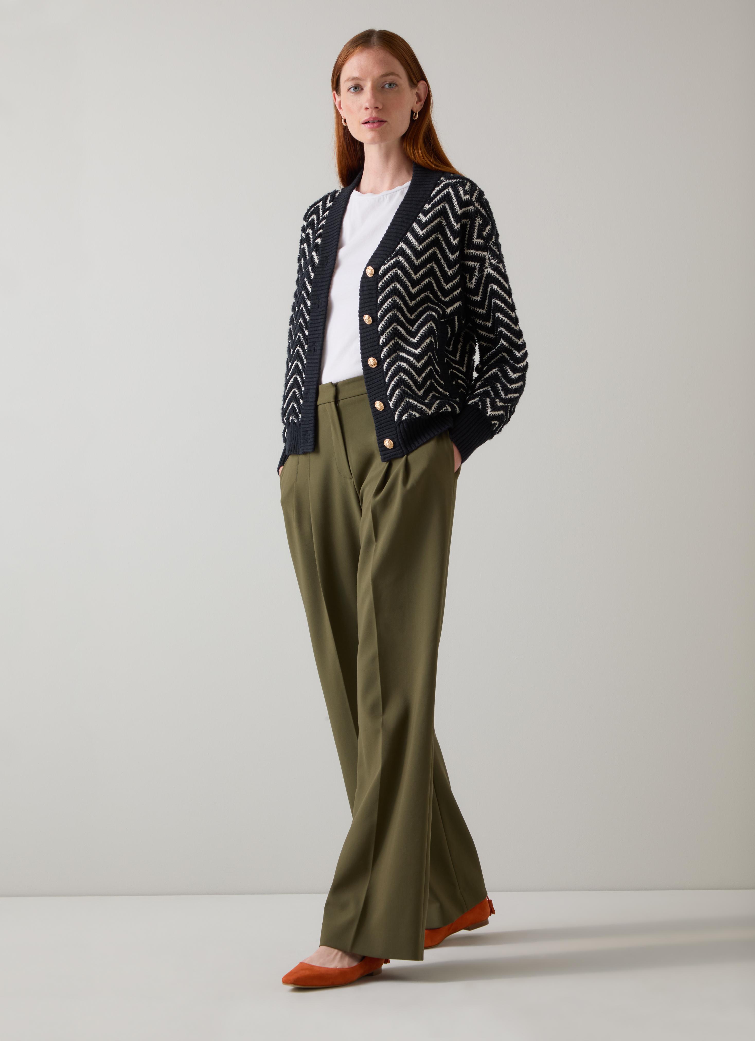 Dakota Black Birch Zig Zag Print Cotton Loop Cardigan